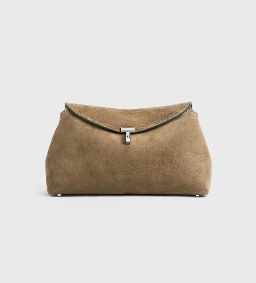 T Lock Suede Clutch